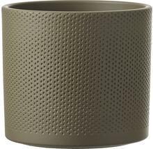 Ronde, decoratieve bloempot van keramiek met gaatjespatroon.