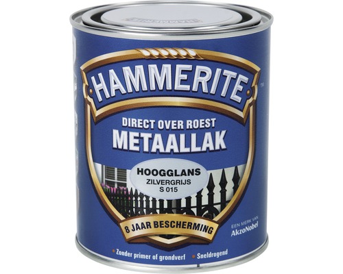 HAMMERITE Metaallak hoogglans zilvergrijs S015 750 ml Hammerite metaallak direct over roest, hoogglans