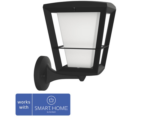 PHILIPS Hue White and Color Ambiance LED buitenwandlamp Econic staand zwart Zwarte buitenwandlamp met Smart Home compatibiliteit