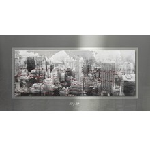 Wanddecoratie met stadsgezicht en wereldkaart