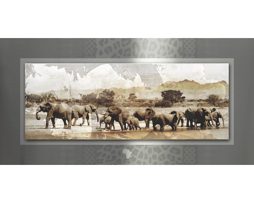 Wanddecoratie met kudde olifanten in Afrikaans landschap