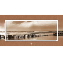 Decoratieve wanddecoratie met strandmotief in houten lijst