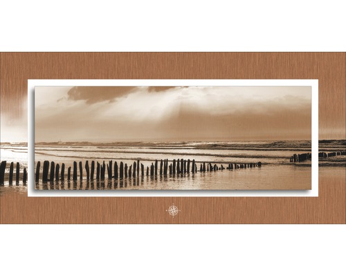 Decoratieve wanddecoratie met strandmotief in houten lijst