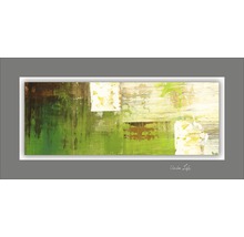 Abstract schilderij in groen-, bruin- en wit tinten