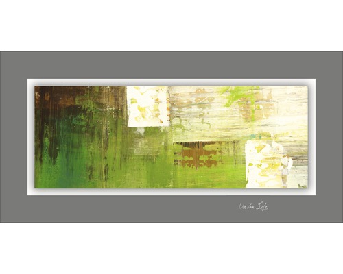 Abstract schilderij in groen-, bruin- en wit tinten