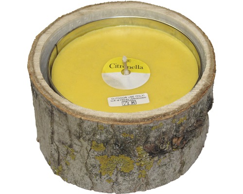 Citronella kaars hout geel Ø 20 cm H 10 cm