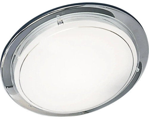 Ronde plafondlamp met chromen rand