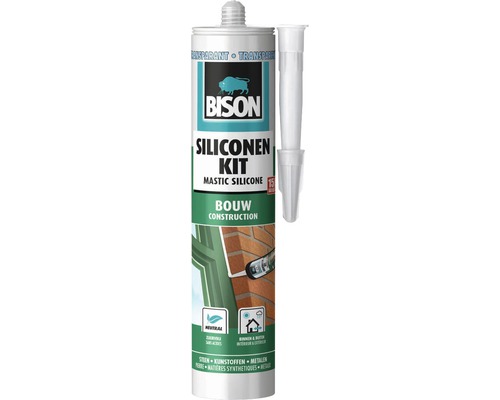 BISON Bouw siliconenkit transparant 310 ml Bison siliconenkit koker met opzetstuk
