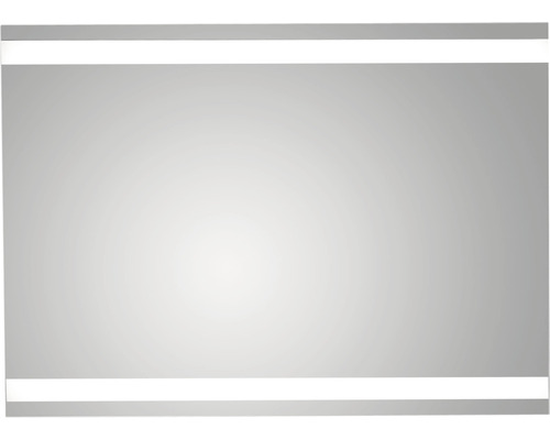 Rechthoekige spiegel met geïntegreerde verlichting aan de boven- en onderkant