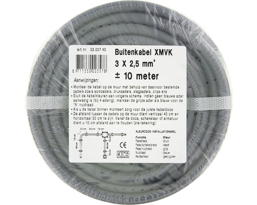 Buitenkabel XMVK 3 x 2,5 mm², circa 10 meter opgerold
