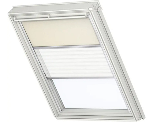 Dakvenster met verduisteringsrolgordijn en plissé