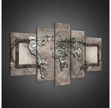 Meerdelige muurdecoratie met wereldkaart en lijstmotieven
