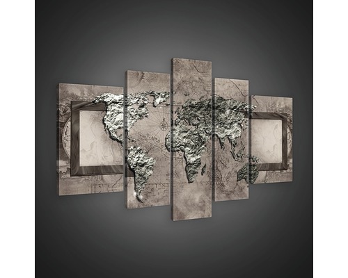Meerdelige muurdecoratie met wereldkaart en lijstmotieven