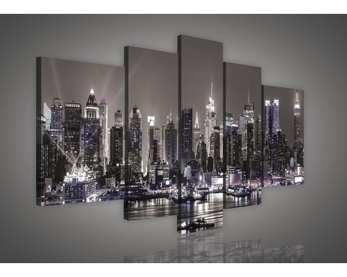 Meerluik wanddecoratie met New Yorkse skyline bij nacht