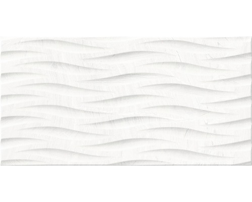 Decoratietegel wand Varana blanco 32x62,5 cm Witte 3D wandtegel met golfpatroon