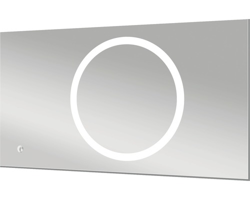 Rechthoekige spiegel met cirkelvormige verlichting