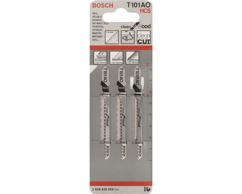 Bosch decoupeerzaagbladen T101AO HCS set voor hout, drie stuks