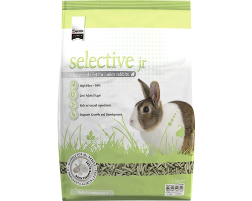 Supreme science selection junior konijnenvoer 1,5 kg Supreme Science Selective Junior konijnenvoer 1,5kg verpakking