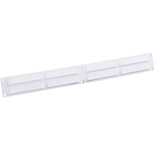 Langwerpig ventilatierooster met lamellen en bevestigingsgaten
