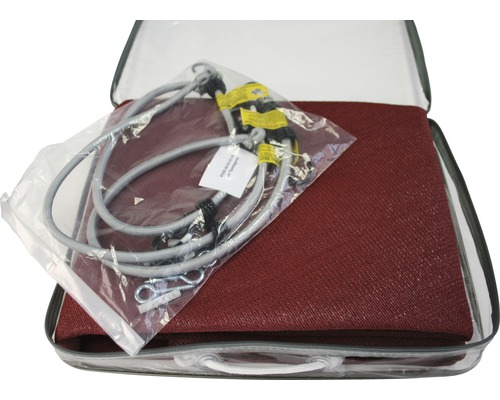 Zonnezeil met rubberen lussen en haringen in draagtas