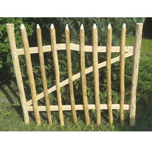 Houten hek met gepunte palen voor de tuin