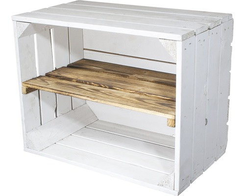 Witte houten kist met een plank