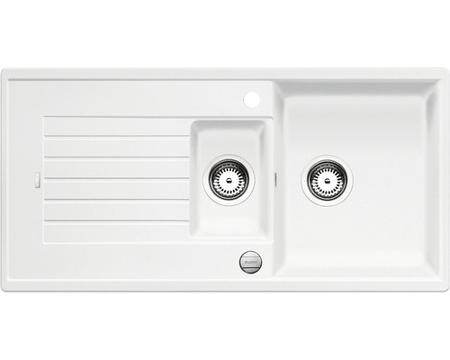 Spoelbak met afdruiprek en twee wasbakken