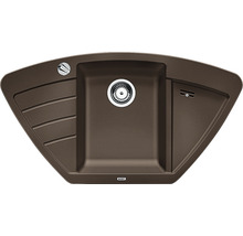 Hoekspoelbak van silgranit met afdruiprek