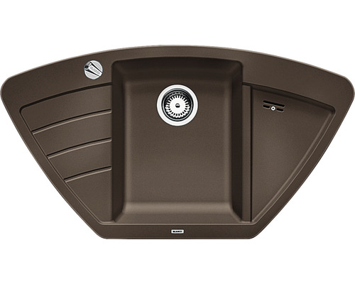 Hoekspoelbak van silgranit met afdruiprek