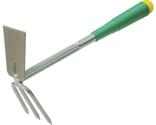Tuinhacke met drietandige vork en handvat