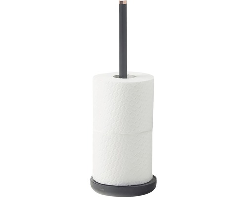 Vrijstaande toiletpapierhouder van metaal met toiletpapierrollen