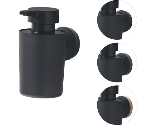 Zwarte zeepdispenser voor wandmontage