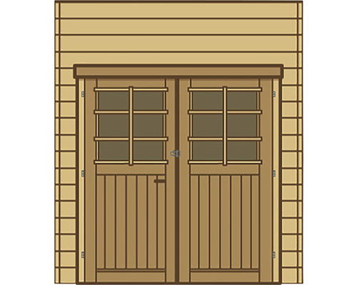 SOLID Aanbouw element "voorwand met dubbele deur" tbv carport s7721 breedte 210 cm