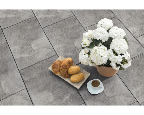 DIEPHAUS Terrastegel iStone Style met facet witzwart, 60 x 40 x 4 cm