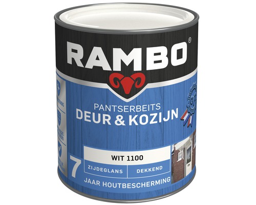 RAMBO Pantserbeits Deur & Kozijn zijdeglans dekkend wit 750 ml Blik Rambo Pantserbeits deuren en kozijnen lak
