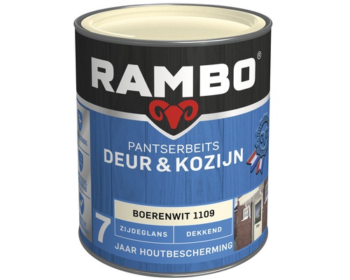 RAMBO Pantserbeits Deur & Kozijn zijdeglans dekkend boerenwit 750 ml Verfemmer Rambo deur- en kozijnenverf Boerderijwit 1109