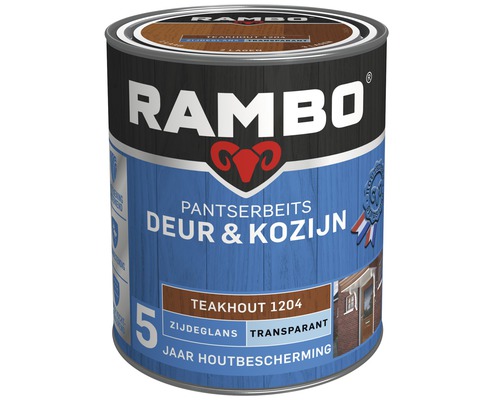 RAMBO Pantserbeits Deur & Kozijn zijdeglans transparant teak 750 ml Rambo verf voor deuren en kozijnen, teakhout 1204