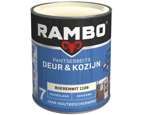 RAMBO Pantserbeits Deur & Kozijn hoogglans dekkend boerenwit 750 ml Verfemmer Rambo Pantserbeits Deur & Kozijn Boerenwit 1109