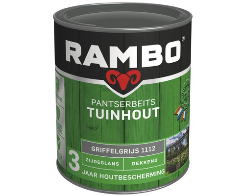 RAMBO Pantserbeits Tuinhout zijdeglans dekkend griffelgrijs 750 ml Verfblik Rambo Pantserbeits Tuinhout, houtbescherming voor buiten