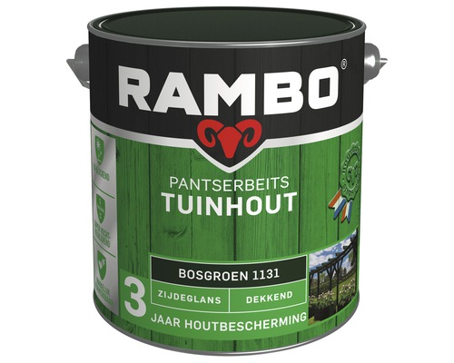 RAMBO Pantserbeits Tuinhout zijdeglans dekkend bosgroen 2,5 l Rambo houtbeschermingsverf voor tuinhout, kleur Bosgroen 1131