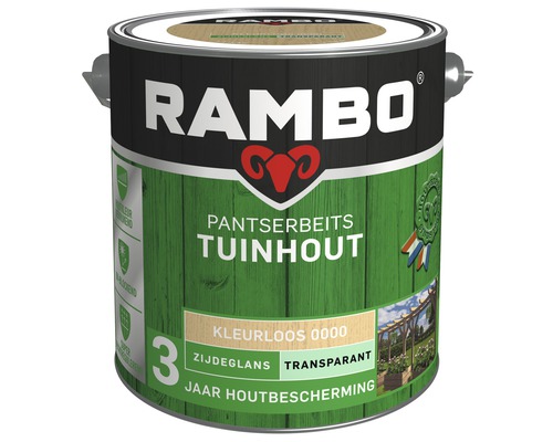 RAMBO Pantserbeits Tuinhout zijdeglans transparant kleurloos 2,5 l Rambo Pantsarbeits Tuinhout verfblik voor buiten