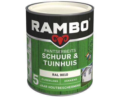 RAMBO Pantserbeits Schuur & Tuinhuis zijdeglans dekkend RAL 9010 750 ml