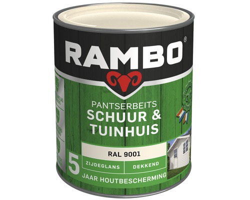RAMBO Pantserbeits Schuur & Tuinhuis zijdeglans dekkend RAL 9001 750 ml