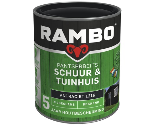 RAMBO Pantserbeits Schuur & Tuinhuis zijdeglans dekkend antraciet 750 ml