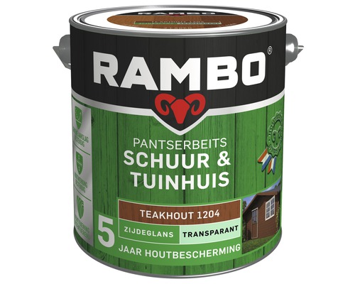 RAMBO Pantserbeits Schuur & Tuinhuis zijdeglans transparant teakhout 2,5 l