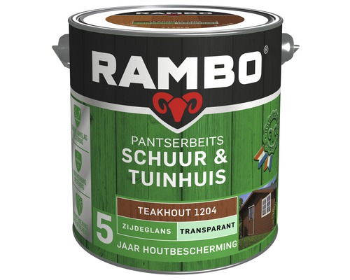 RAMBO Pantserbeits Schuur & Tuinhuis zijdeglans transparant teakhout 2,5 l RAMBO Pantserbeits Schuur & Tuinhuis zijdeglans transparant teakhout 2,5 l