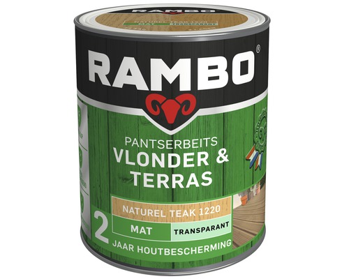 RAMBO Pantserbeits Vlonder & Terras mat transparant naturel teak 1 l Rambo Vlonder en Terras houtbeschermingsbeits, Naturel Teak 1220