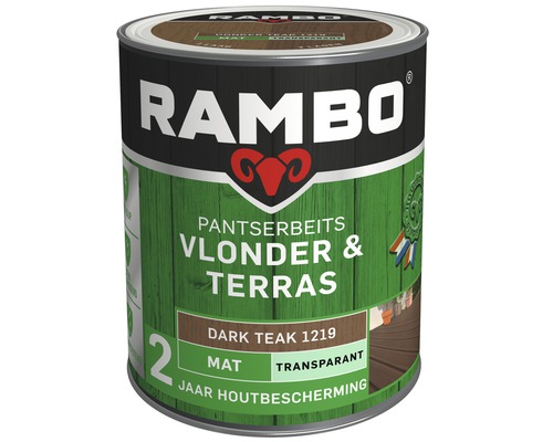 RAMBO Pantserbeits Vlonder & Terras mat transparant donker teak 1 l Rambo beits voor vloeren en terrassen, donker teakhout, circa 2 liter