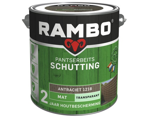 RAMBO Pantserbeits Schutting mat transparant antraciet 2,5 l Rambo verfblik voor schuttingen, antraciet 1218, mat, transparante houtbescherming voor twee jaar