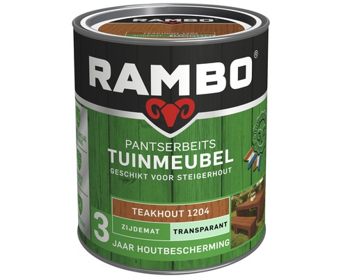 RAMBO Pantserbeits Tuinmeubel zijdemat transparant teakhout 750 ml Rambo beits voor tuinmeubelen teakhout 1204
